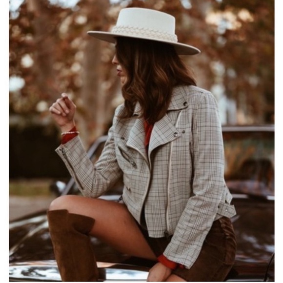 Glen Plaid Moto Jacket - Picture 1 of 7